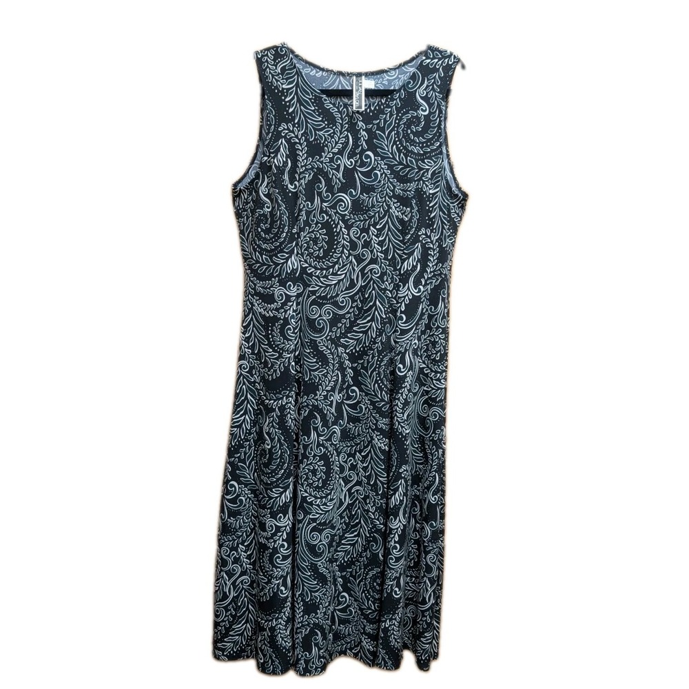 Julian Taylor New York Women's Dress 14 Sleeveless Liquid Knit Midi Fit Flare